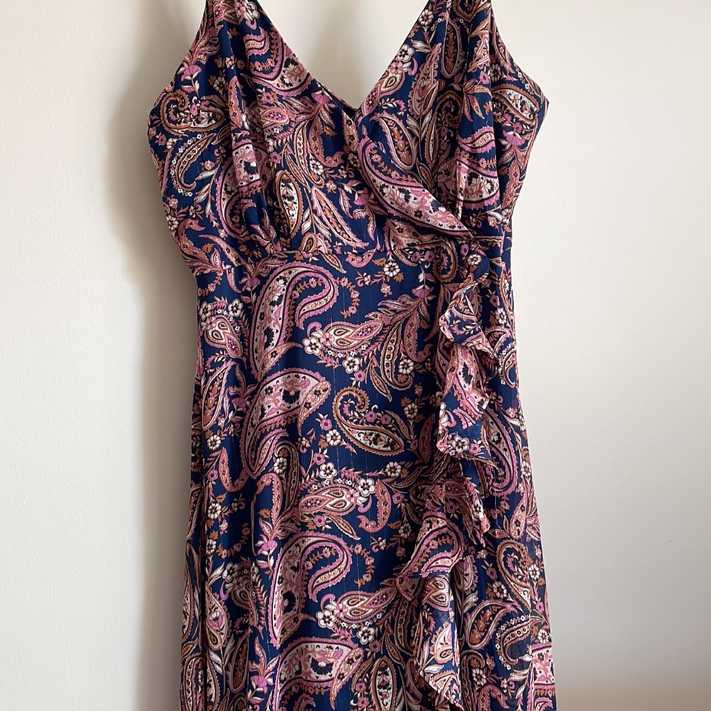 Multi Color Maxi Dress with Ruffles. Adjustable straps. - Picture 3 of 7
